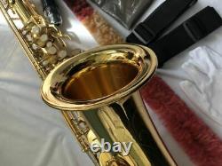 Professional Tenor Saxophone Lacquered Gold Bb High F Free Metal Mouthpiece Case