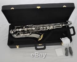 Professional new Black Nickel Bb tenor Saxophone high F# with Gold bell new case