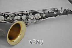 Professional new Black Nickel Bb tenor Saxophone high F# with Gold bell new case