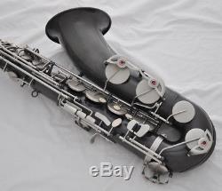 Professional new matt black lac. Bb tenor Saxophone high F# with Gold bell case
