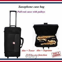 Saxophone case-Alto Tenor Two in one function Sax bag, Pull-rod cases with pulley