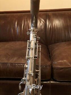 Silver 1923 Buescher True Tone Tenor Saxophone Original Snaps Case Fresh Pads