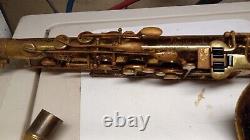 Silvertone Saxophone antique tenor mp neck sharp case as is needs tech attn