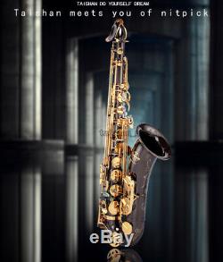 TaiShan Black nickel Tenor Bb Sax Saxophone italian Pads With Case Abalone Key