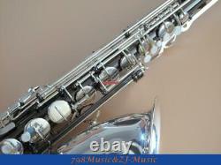 Tenor Sax saxophone Natural abalone shell With Case Silver and Black Nickel