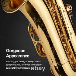 Tenor Saxophone Bb Sax Brass Gold Lacquered Beginner Saxophone with Case S5G4