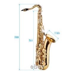 Tenor Saxophone Bb Sax Brass Gold Lacquered Woodwind Instrument Full Set R7C5