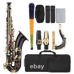 Tenor Saxophone Brass Black Lacquer Bb Sax Woodwind Instrument + Carry Case M7Y8