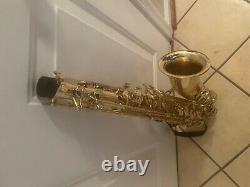 Tenor Saxophone Brass, comes with care kit, mouthpiece, strap, and case