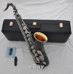Top Satin black nickel Bb tenor Saxophone High F# Saxofon with NEW case