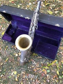 Vintage 1920s Conn Chu Berry Tenor Saxophone Silver parts repair original case