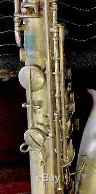Vintage 1920s Crusader / Conn Silver Tenor Saxophone With Case+Extras