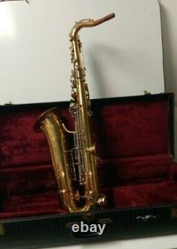 Vintage Pruefer Tenor Saxophone Italy With Original Hard Shell Case For Repair