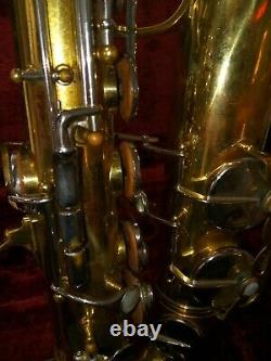 Vintage Pruefer Tenor Saxophone Italy With Original Hard Shell Case For Repair