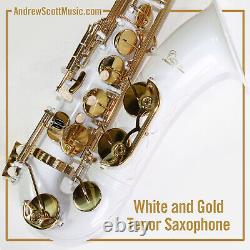 White & Gold Tenor Saxophone New in Case Masterpiece